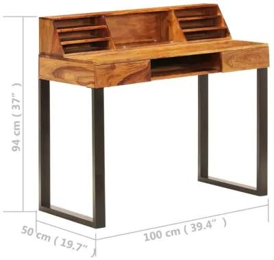 vidaXL Desk 43.3"x19.7"x37" Solid Sheesham Wood and Steel, 247964