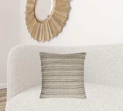 Homezia Ivory Beige Nubby Texture Bands Throw Pillow