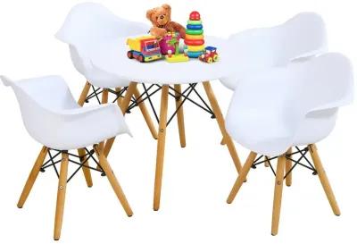 5 Piece Kids Modern Round Table Chair Set