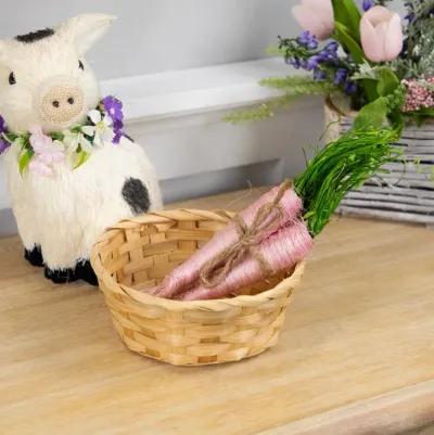 Straw Carrot Easter Decorations - 9"- Pink and Green - Set of 3