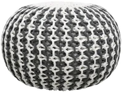 Pasargad Home Santorini Cotton Pouf, Ivory & Grey