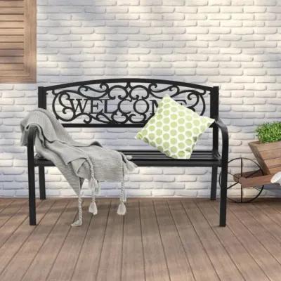 Hivvago Outdoor Furniture Steel Frame Porch Garden Bench