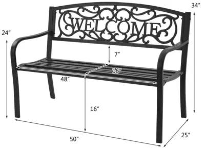 Hivvago Outdoor Furniture Steel Frame Porch Garden Bench