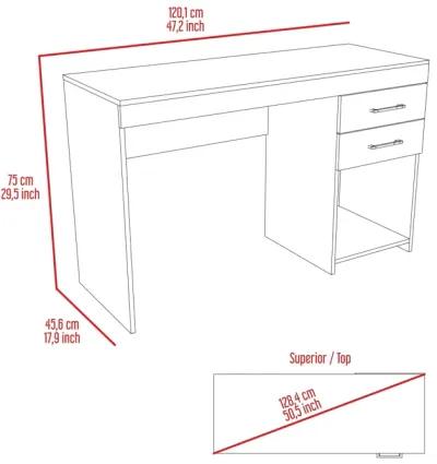 Ibare Two Drawer Computer Desk, One Lower Shelf - Light Gray