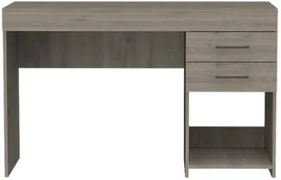 Ibare Two Drawer Computer Desk, One Lower Shelf - Light Gray