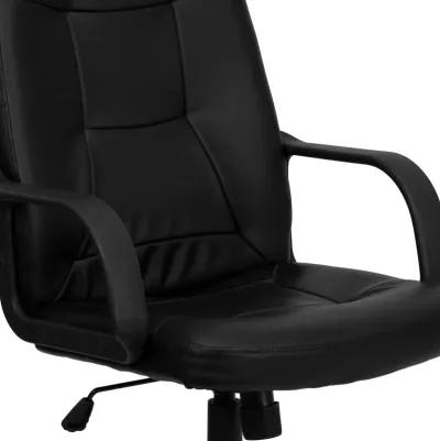 Holly High Back Black Glove Vinyl Executive Swivel Office Chair with Arms