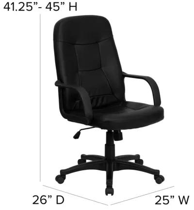 Holly High Back Black Glove Vinyl Executive Swivel Office Chair with Arms