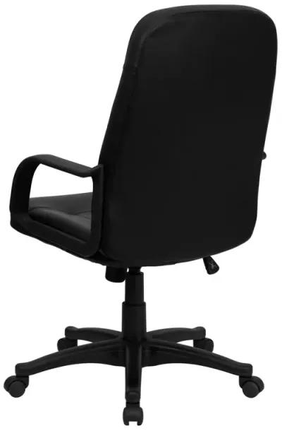 Holly High Back Black Glove Vinyl Executive Swivel Office Chair with Arms