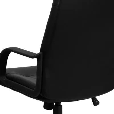 Holly High Back Black Glove Vinyl Executive Swivel Office Chair with Arms