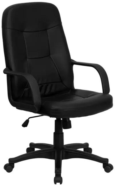 Holly High Back Black Glove Vinyl Executive Swivel Office Chair with Arms