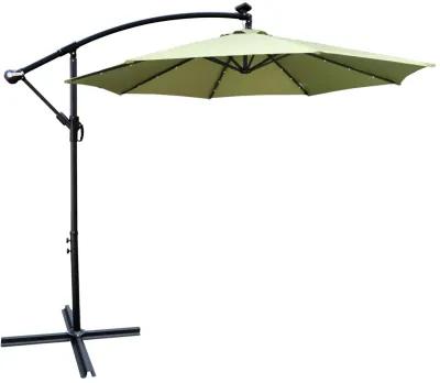 10 FT Outdoor Patio Umbrella Solar Powered LED Lighted Sun Shade Market Waterproof 8 Ribs