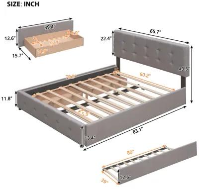 Merax Upholstered Platform Bed with 2 Drawers and 1 Twin XL Trundle