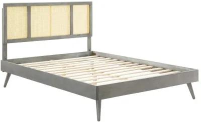 Modway - Kelsea Cane and Wood Full Platform Bed with Splayed Legs