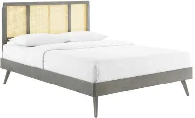 Modway - Kelsea Cane and Wood Full Platform Bed with Splayed Legs