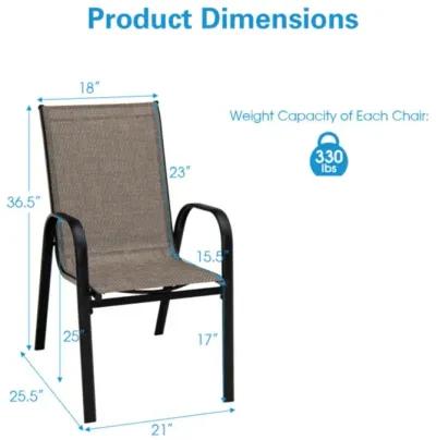 Hivvago 6 Pieces Patio Stackable Dining Chairs with Curved Armrests and Breathable Fabric