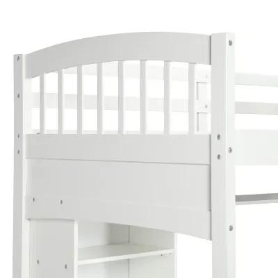 Merax Modern Loft Bed with Storage Shelves