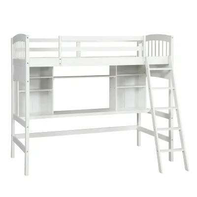 Merax Modern Loft Bed with Storage Shelves