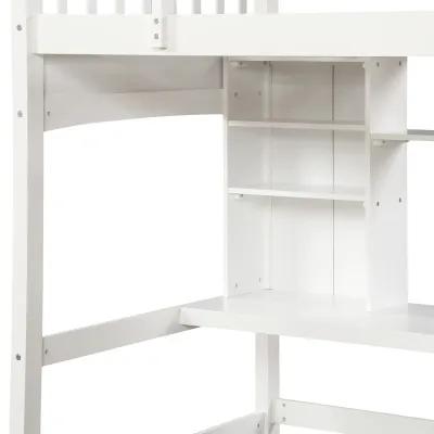 Merax Modern Loft Bed with Storage Shelves