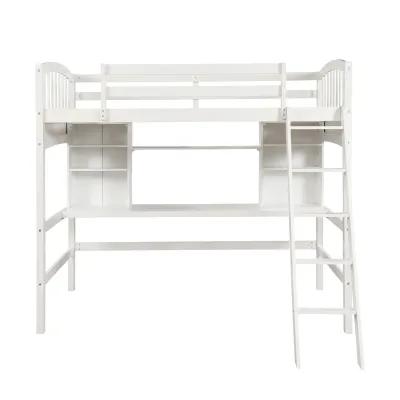 Merax Modern Loft Bed with Storage Shelves