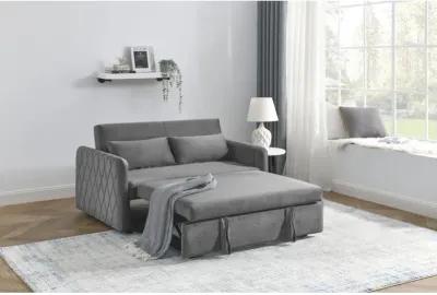 55" Modern Convertible Sofa Bed With 2 Detachable Arm Pockets, Velvet Loveseat Sofa With Pull Out