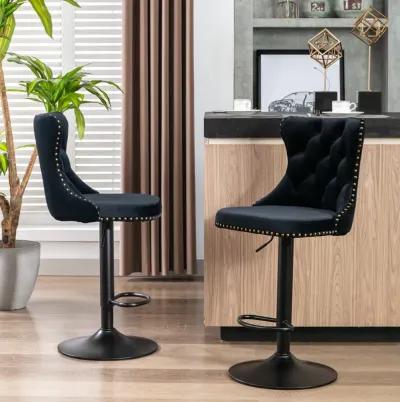 Swivel Velvet Barstools Adjusatble Seat Height From 25-33 Inch, Modern