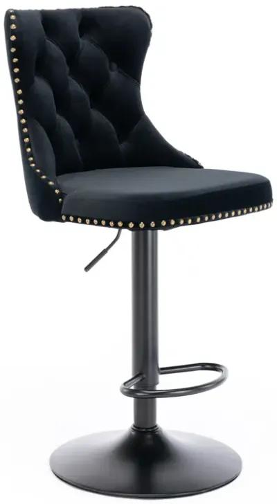 Swivel Velvet Barstools Adjusatble Seat Height From 25-33 Inch, Modern