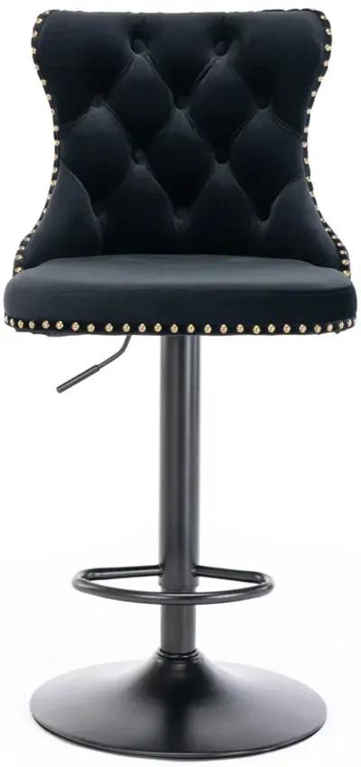 Swivel Velvet Barstools Adjusatble Seat Height From 25-33 Inch, Modern