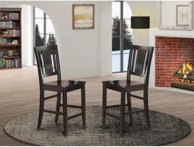 Buckland Counter Height Chair for dining room with Wood Seat in Black Finish, Set of 2