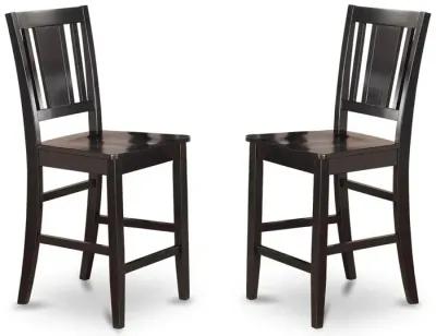 Buckland Counter Height Chair for dining room with Wood Seat in Black Finish, Set of 2