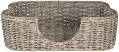 Scallop Tropical Handwoven Rattan Dog Bed with Machine Washable Cushion