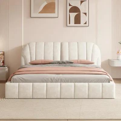 Merax Modern Polyester Upholstered Platform Bed