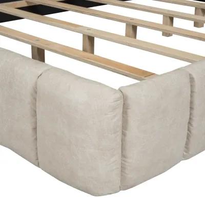 Merax Modern Polyester Upholstered Platform Bed