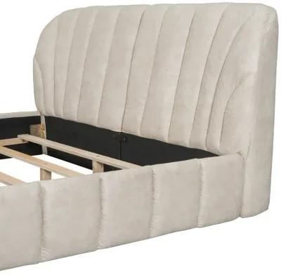 Merax Modern Polyester Upholstered Platform Bed