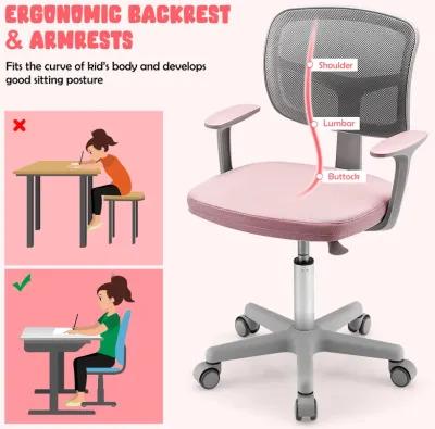 Adjustable Desk Chair with Auto Brake Casters for Kids