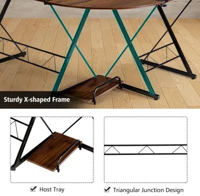 Costway 58'' x 44'' L-Shaped Computer Gaming Desk w/ Monitor Stand & Host Tray Home Office Antique