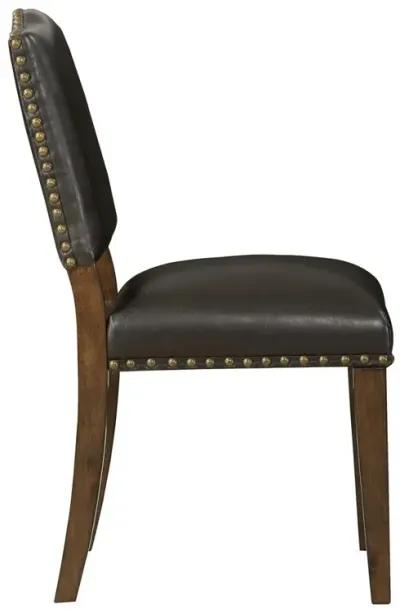 Denver Brown Faux Leather Dining Chair with Nail Heads - Set of 2