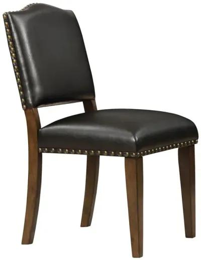 Denver Brown Faux Leather Dining Chair with Nail Heads - Set of 2