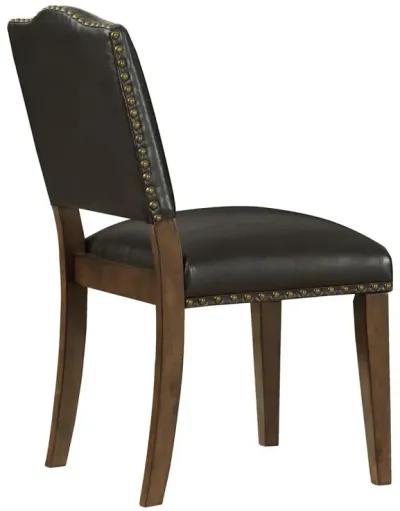 Denver Brown Faux Leather Dining Chair with Nail Heads - Set of 2