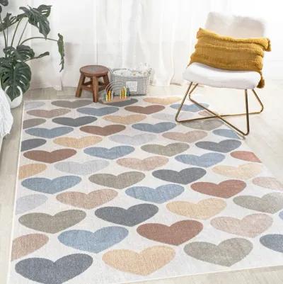 Dila Modern Hearts Geometric Machine Washable Area Rug