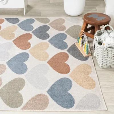 Dila Modern Hearts Geometric Machine Washable Area Rug