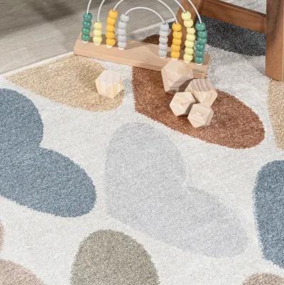 Dila Modern Hearts Geometric Machine Washable Area Rug