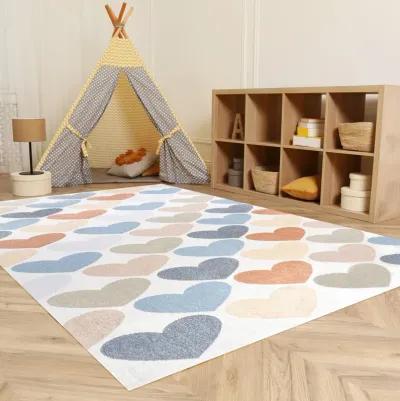 Dila Modern Hearts Geometric Machine Washable Area Rug