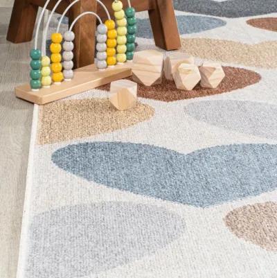 Dila Modern Hearts Geometric Machine Washable Area Rug