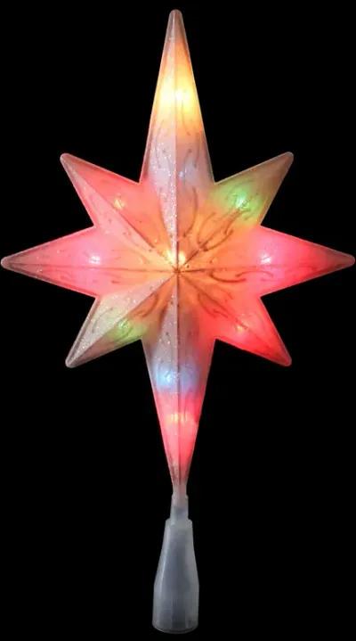 11" White Frosted Bethlehem Star with Gold Scrolling Christmas Tree Topper - Multi Lights