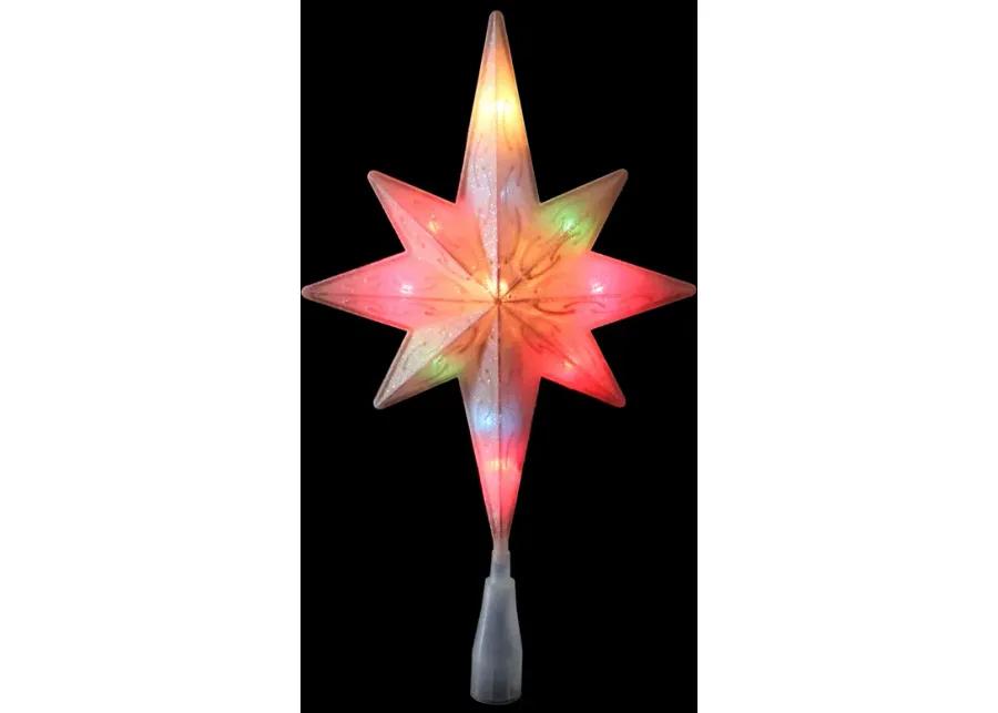 11" White Frosted Bethlehem Star with Gold Scrolling Christmas Tree Topper - Multi Lights