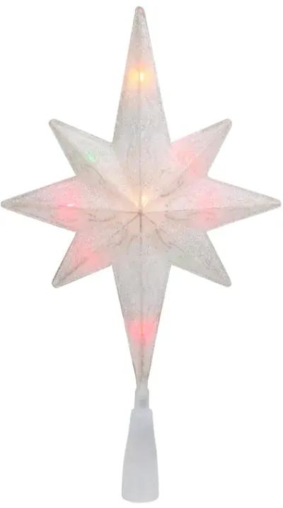 11" White Frosted Bethlehem Star with Gold Scrolling Christmas Tree Topper - Multi Lights