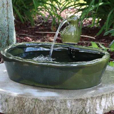 Sunnydaze Dove Glazed Ceramic Outdoor Solar Water Fountain - 7 in