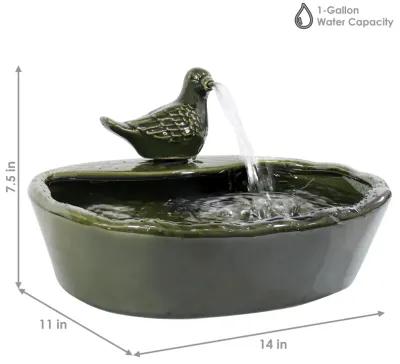 Sunnydaze Dove Glazed Ceramic Outdoor Solar Water Fountain - 7 in