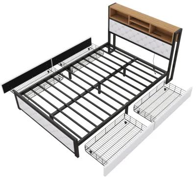 Merax Metal Frame Platform Bed With 4 Drawers