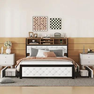 Merax Metal Frame Platform Bed With 4 Drawers